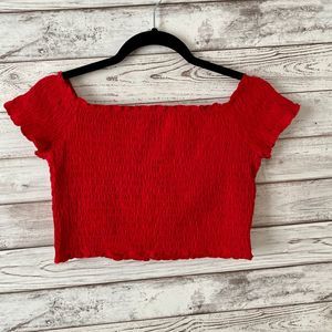 NWT H&M Red Boxy Stretch Crop Top S